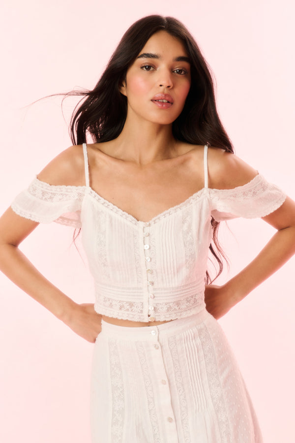 loveshackfancy Jenae Cotton Off-The-Shoulder Crop Top
