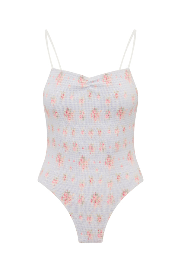 Loveshackfancy Korinth Floral Smocked One-Piece Swimsuit