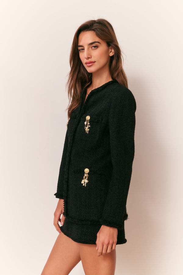 Loveshackfancy Adrina Tweed Embellished Jacket
