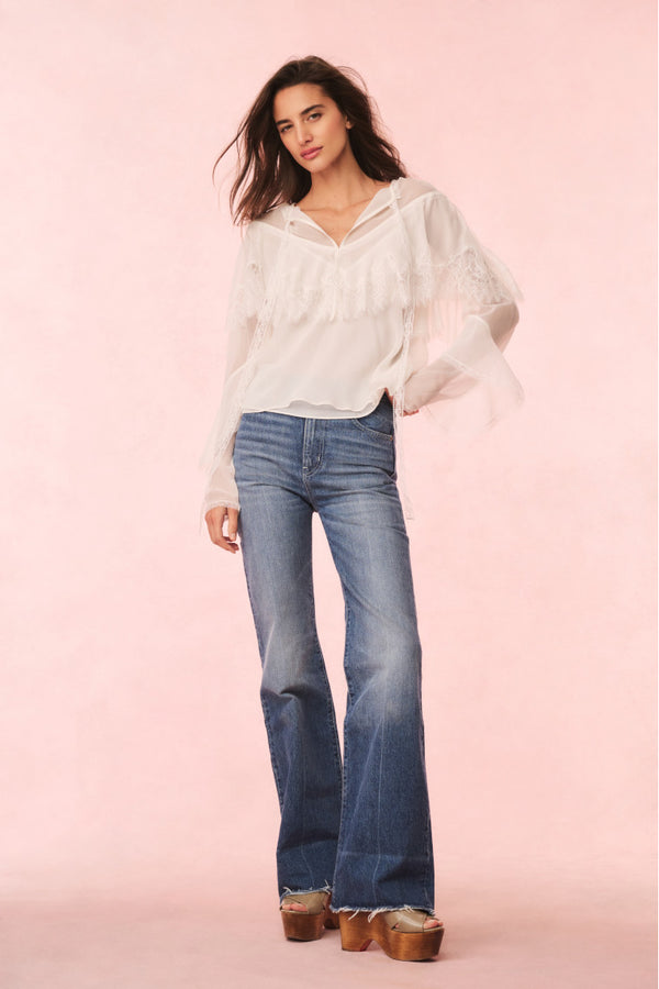 Loveshackfancy Afton Silk Lace Blouse