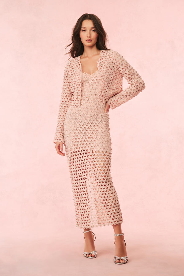 Loveshackfancy Alaya Rhinestone Cotton Lace Jacket