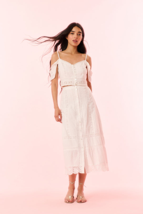 loveshackfancy Allesia Cotton Midi Skirt