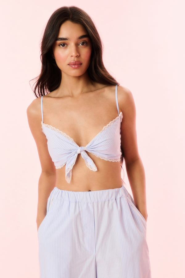 loveshackfancy Arvine Cotton Pinstripe Bra Top