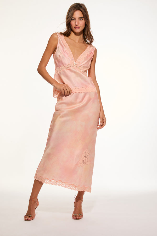 loveshackfancy Aubrette Silk-Blend Maxi Skirt