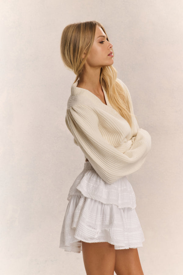 Loveshackfancy Avignon V-Neck Crop Cardigan