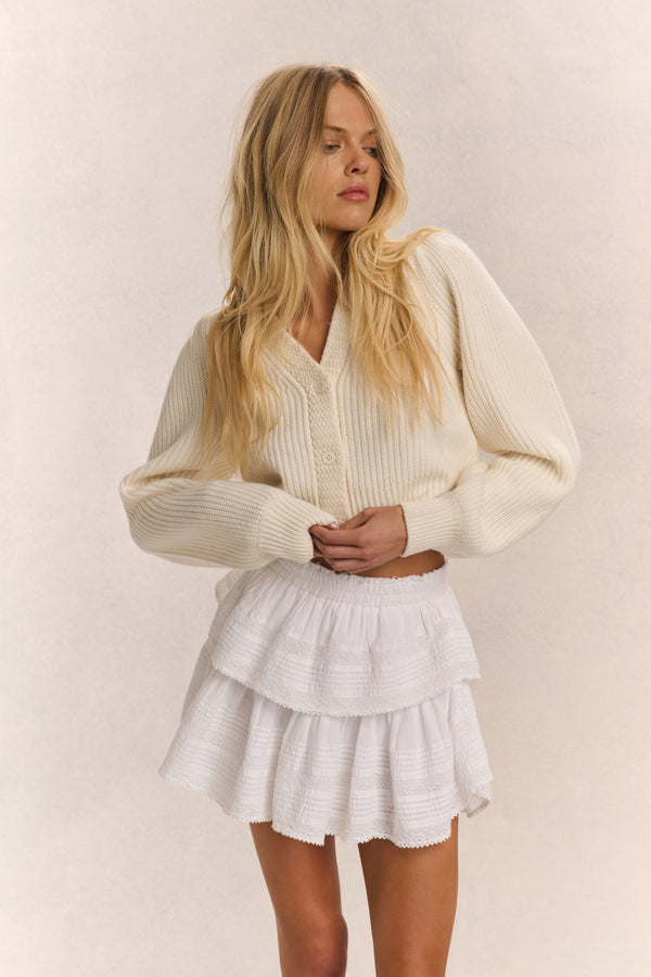 loveshackfancy Avignon V-Neck Crop Cardigan