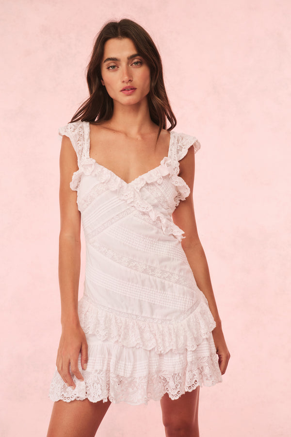 Loveshackfancy Bensley Cotton & Lace Mini Dress