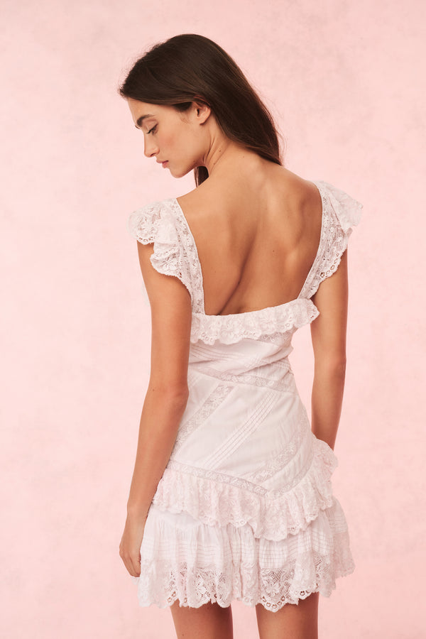Loveshackfancy Bensley Cotton & Lace Mini Dress
