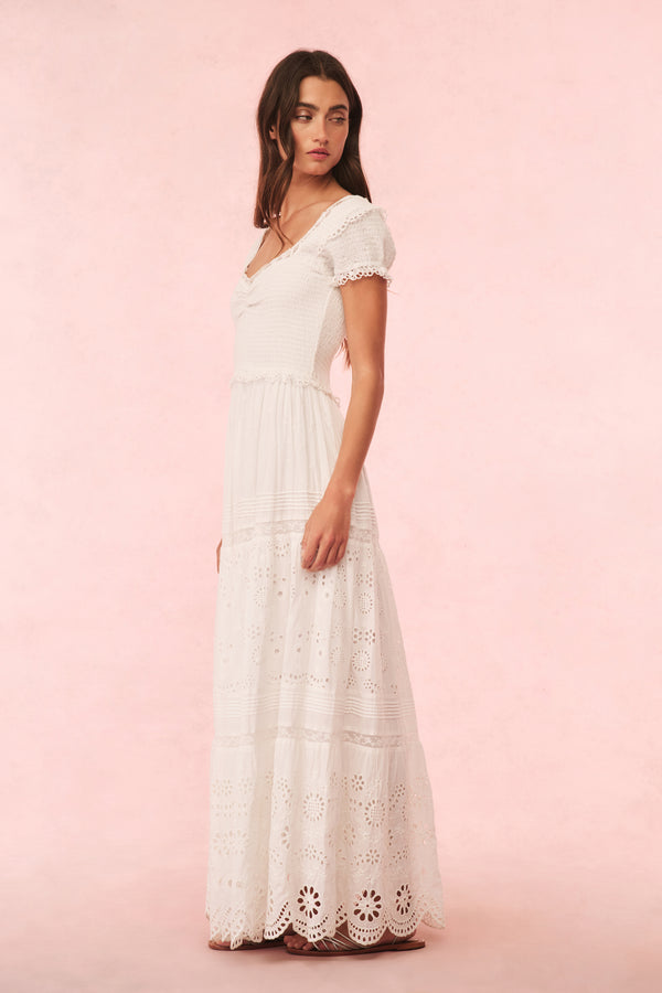 Loveshackfancy Bisolet Eyelet Lace Maxi Dress