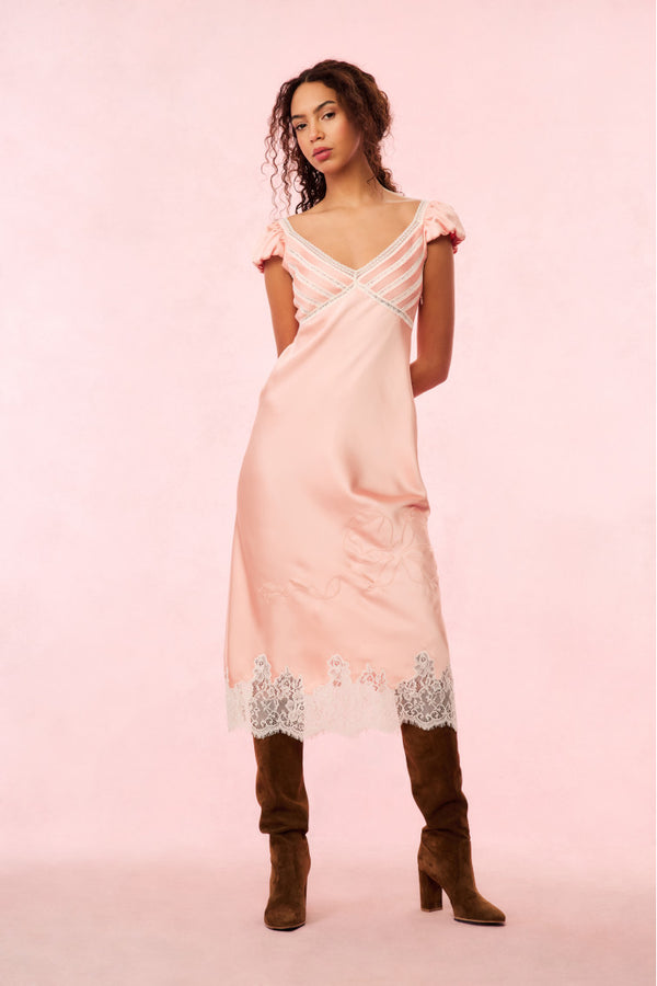 Loveshackfancy Brinkley Satin Midi Dress