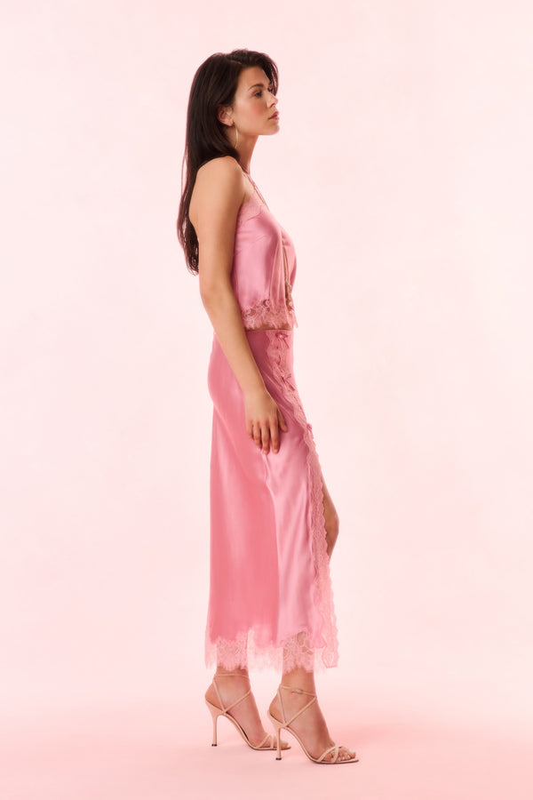 Loveshackfancy Calder Silk-Blend Maxi Slip Skirt