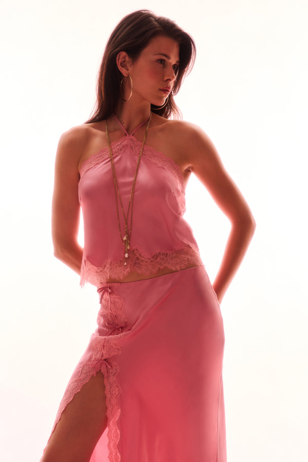 Loveshackfancy Calder Silk-Blend Maxi Slip Skirt