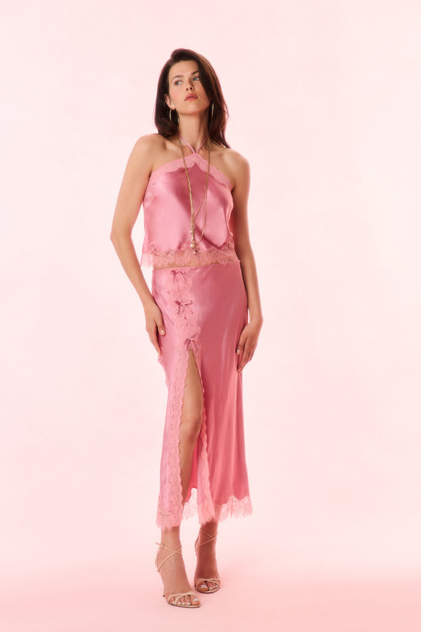 loveshackfancy Calder Silk-Blend Maxi Slip Skirt