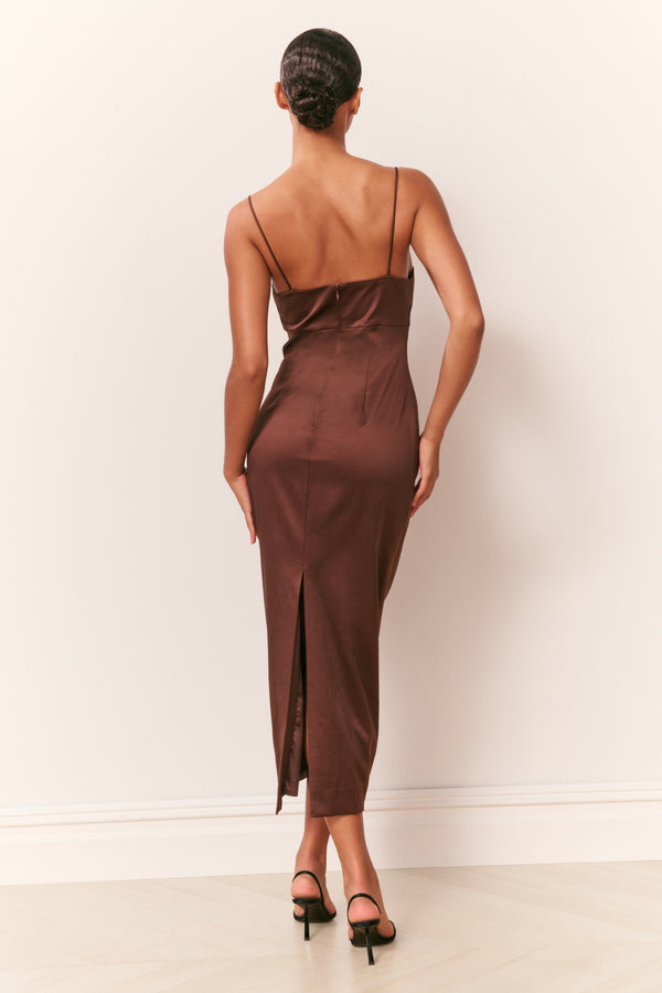 Loveshackfancy Calise Satin Bow Detail Midi Dress