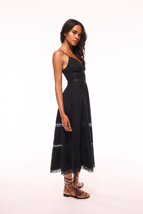 Loveshackfancy Catryn Lace Bow Cotton Midi Dress