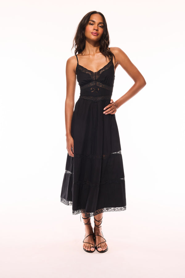 Loveshackfancy Catryn Lace Bow Cotton Midi Dress