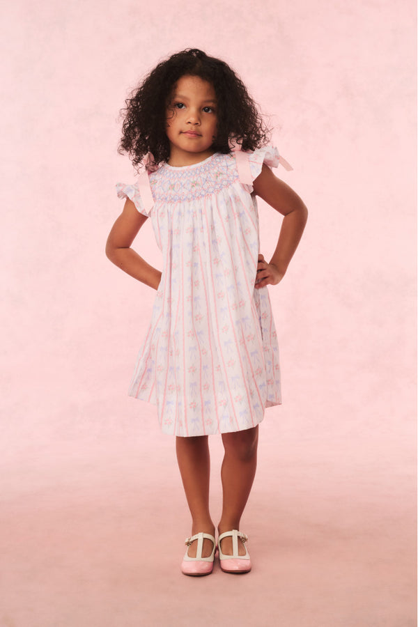 Loveshackfancy Cecil & Lou Girls Smocked Bow Dress