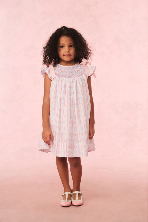 Loveshackfancy Cecil & Lou Girls Smocked Bow Dress