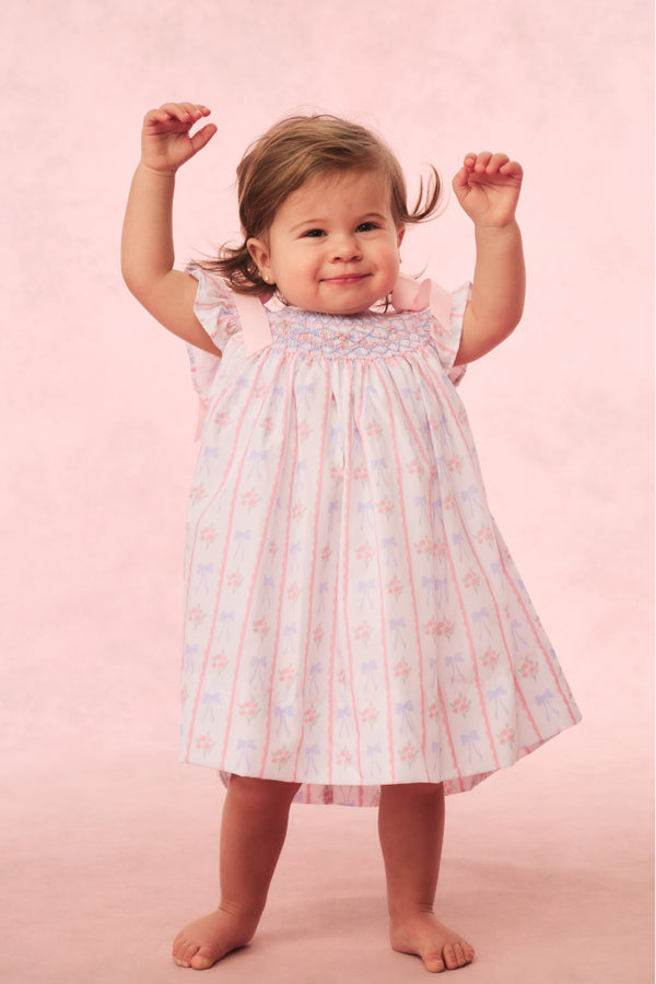 Loveshackfancy Cecil & Lou Girls Smocked Bow Dress