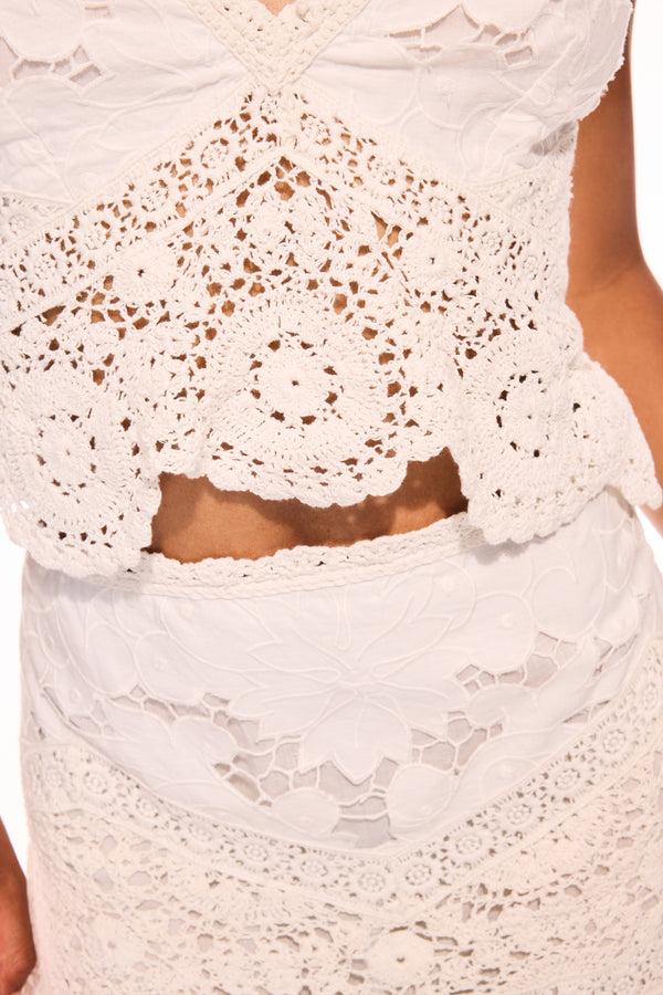 Loveshackfancy Cherie Crochet Mini Skirt