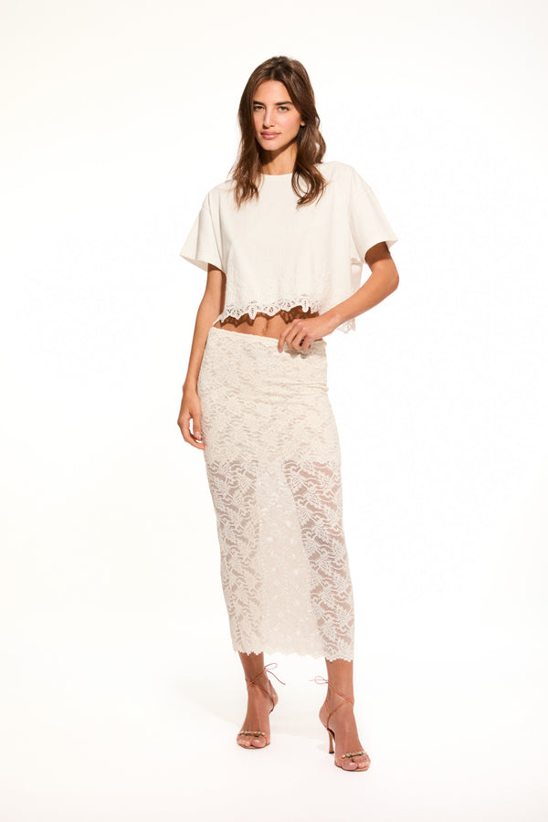 loveshackfancy Clooney Stretch Lace Maxi Skirt