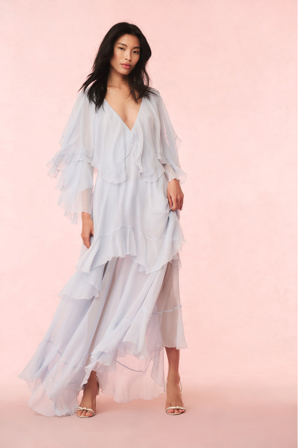 loveshackfancy Collia Silk Chiffon Maxi Dress