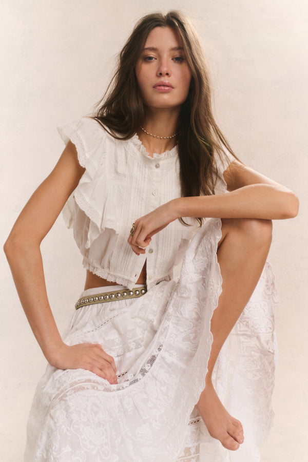 Loveshackfancy Donna Heritage Midi Skirt