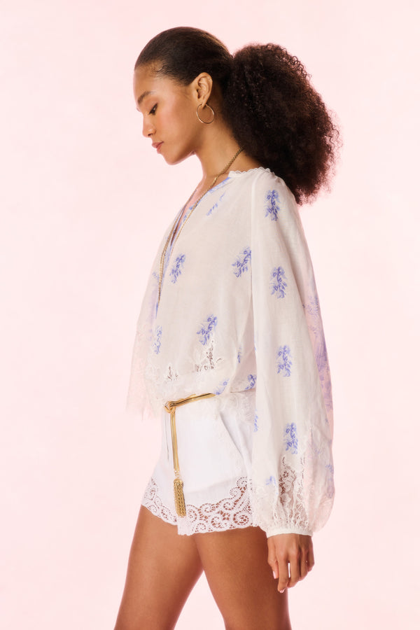 Loveshackfancy Dresner Cotton Lace-Trimmed Blouse