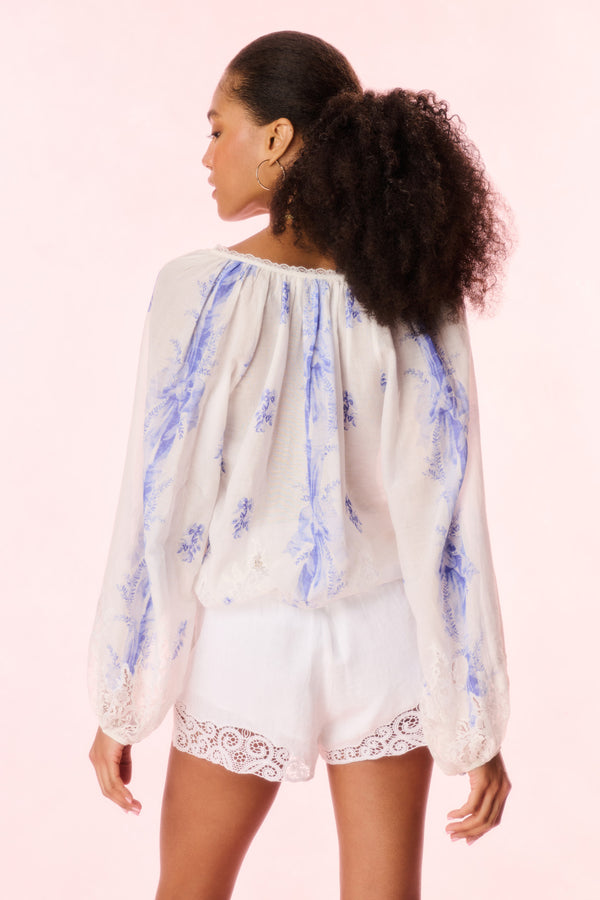 Loveshackfancy Dresner Cotton Lace-Trimmed Blouse