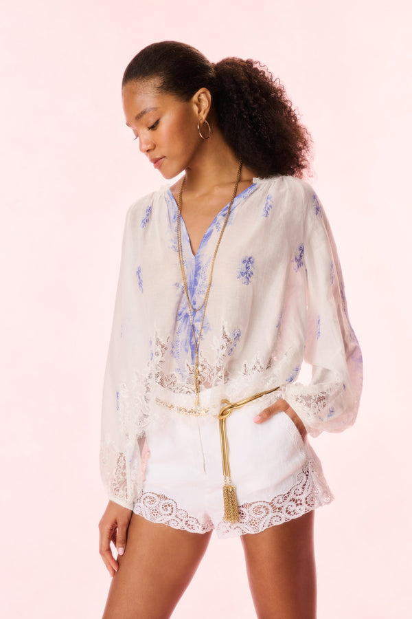 loveshackfancy Dresner Cotton Lace-Trimmed Blouse