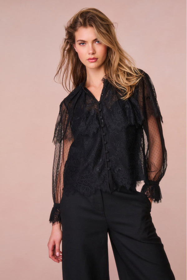 Loveshackfancy Duquette Sheer Lace Top