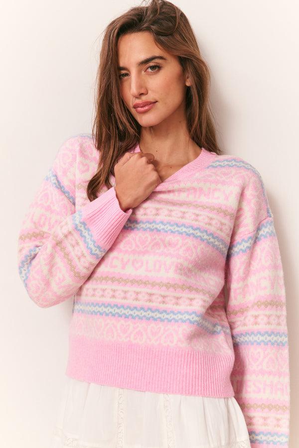 loveshackfancy Emberly Wool Fair Isle Pullover