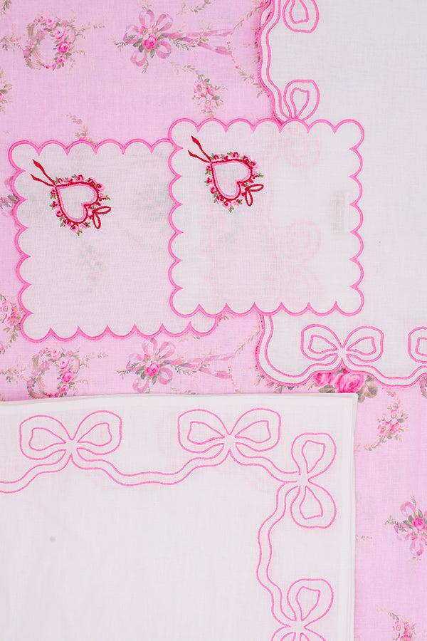 Loveshackfancy Embroidered Bow Table Runner