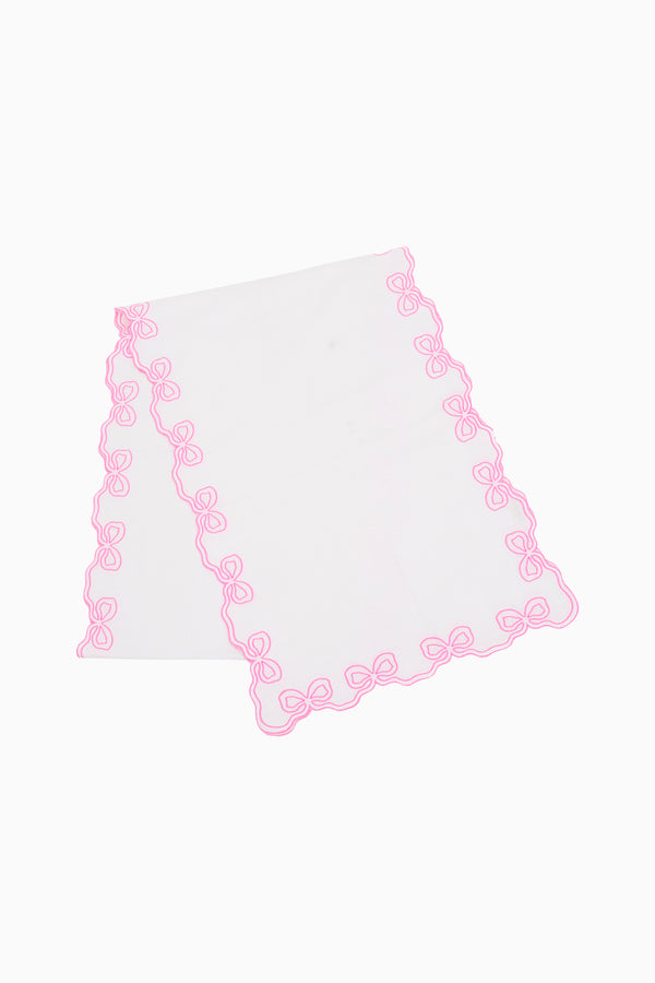 loveshackfancy Embroidered Bow Table Runner