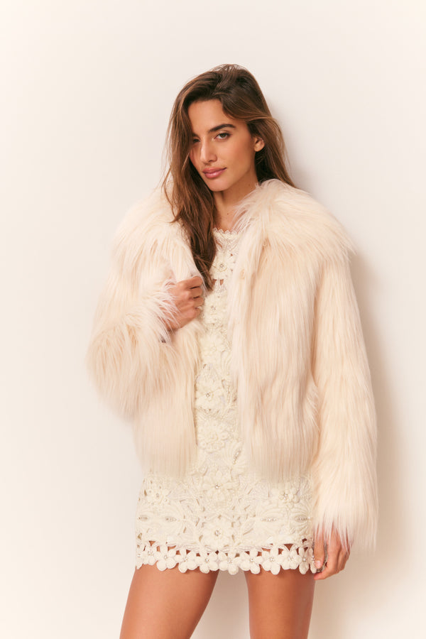 Loveshackfancy Fallon Faux Fur Jacket