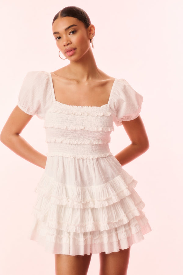 Loveshackfancy Fellows Cotton Ruffle Mini Dress