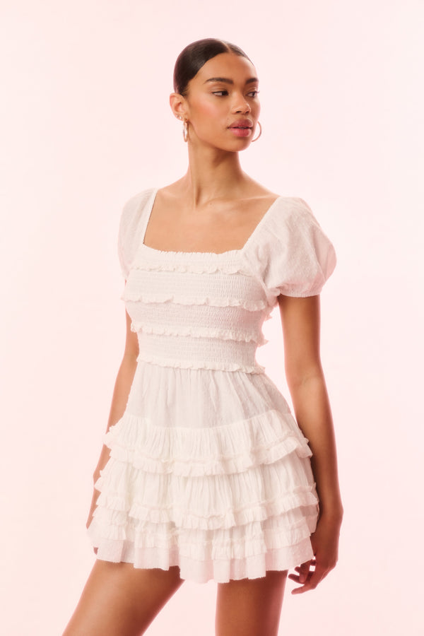 Loveshackfancy Fellows Cotton Ruffle Mini Dress