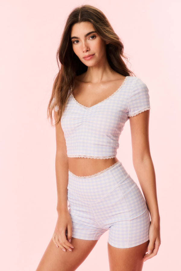 loveshackfancy Gia Gingham Print Biker Short