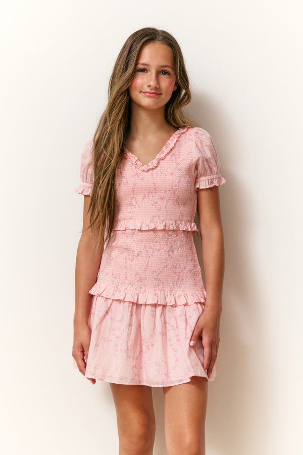 loveshackfancy Girls Banson Luna Rosa Fleur Dress