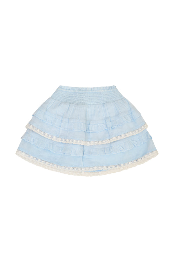 Loveshackfancy Girls Billie Blue Cotton Mini Skirt