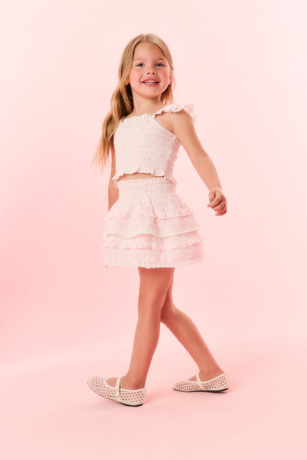 Loveshackfancy Girls Billie Eyelet Gingham Skirt