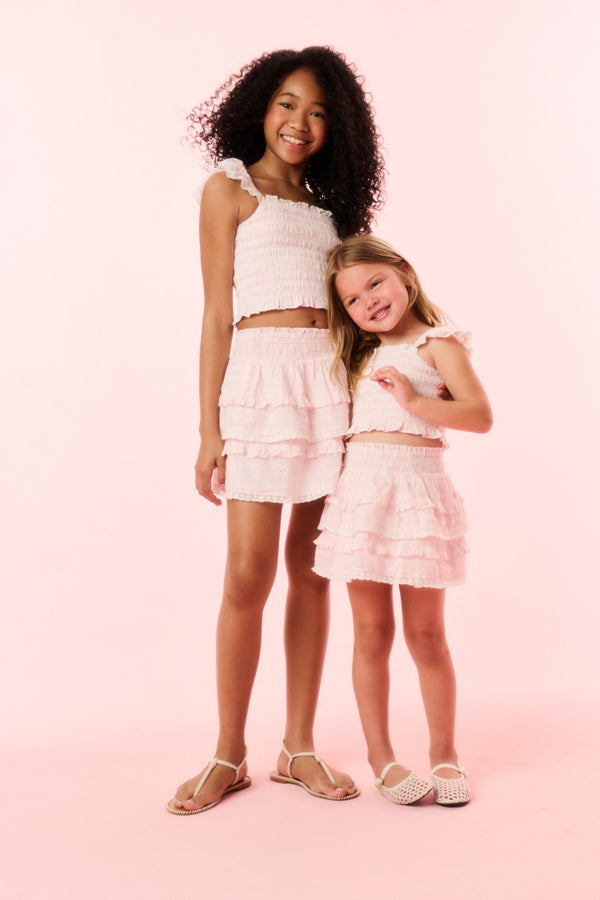 loveshackfancy Girls Billie Eyelet Gingham Skirt