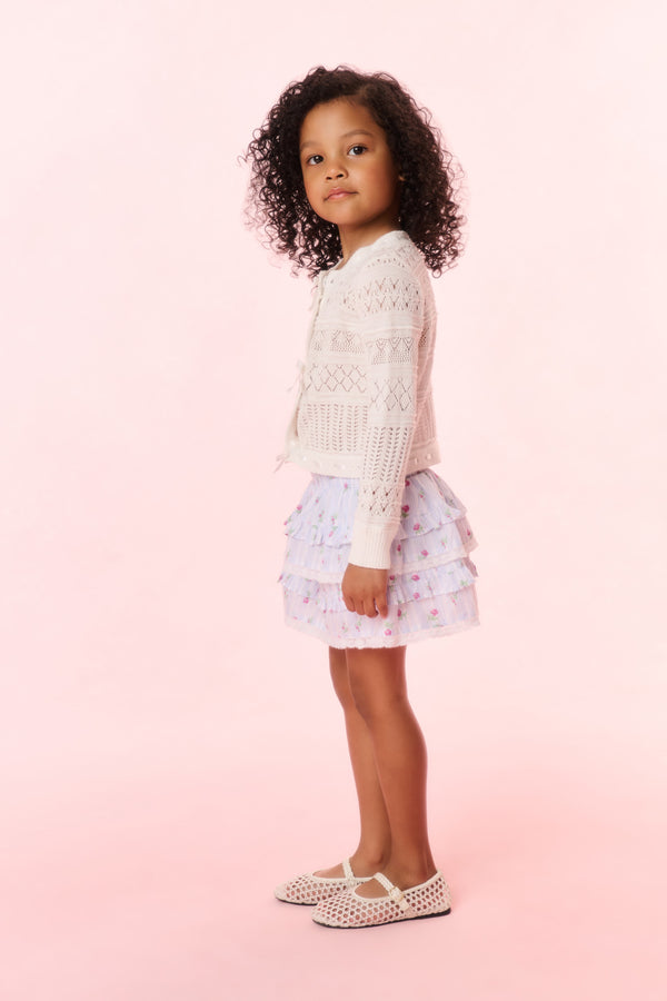 Loveshackfancy Girls Billie Floral Striped Skirt