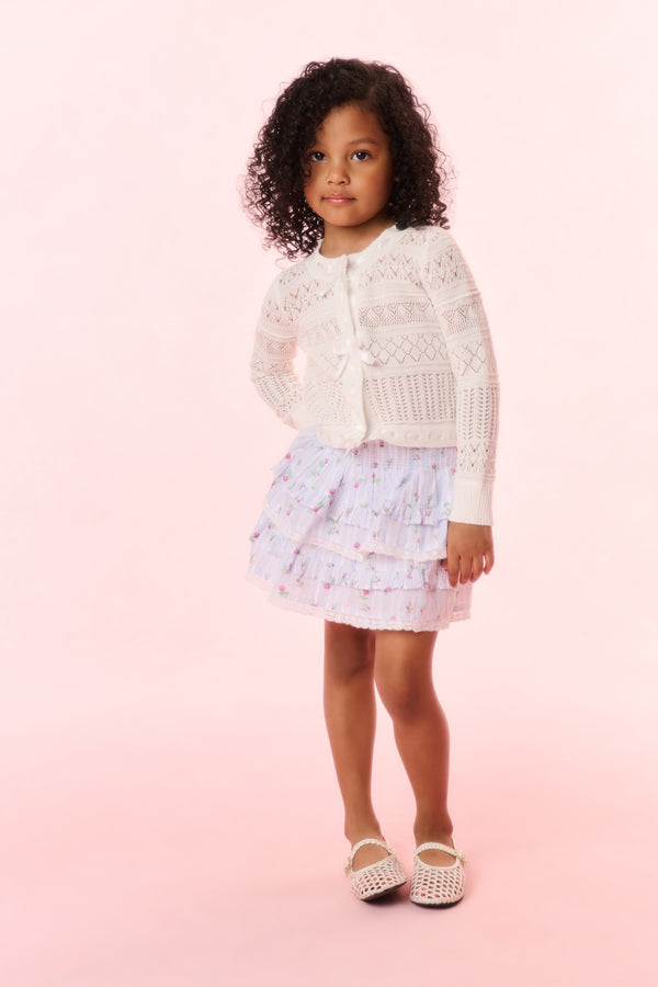 loveshackfancy Girls Billie Floral Striped Skirt