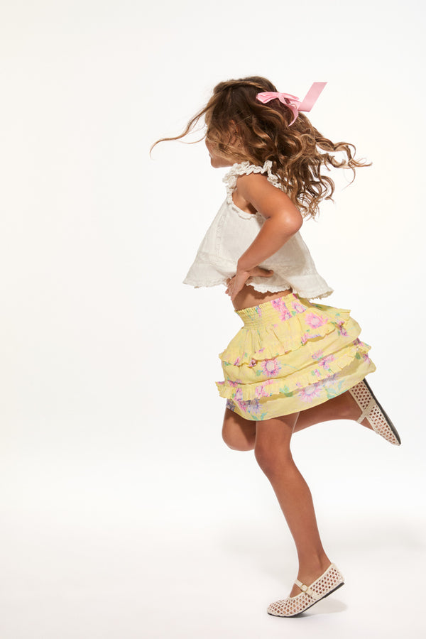 Loveshackfancy Girls Billie Upcycled Cotton Skirt