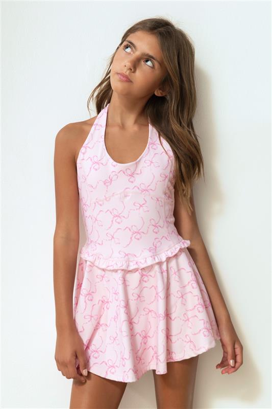 loveshackfancy Girls Carmon Bow Print Active Dress