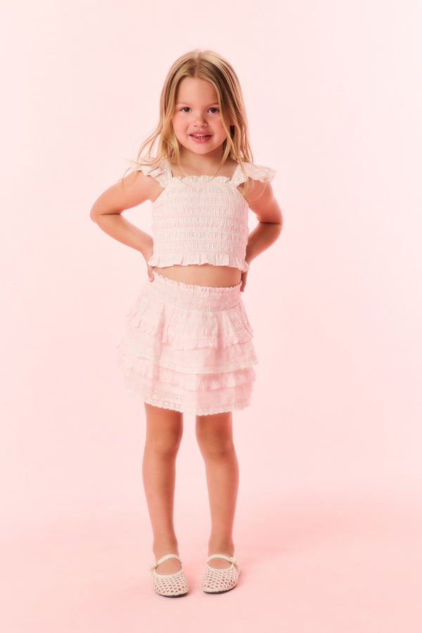 Loveshackfancy Girls Caspia Eyelet Gingham Top