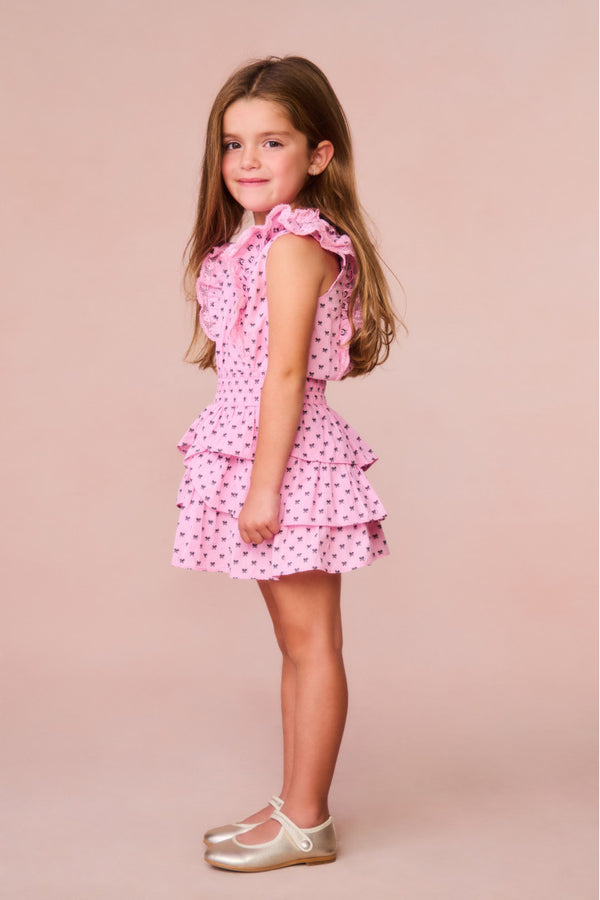 Loveshackfancy Girls Decker Cotton Bow Dress