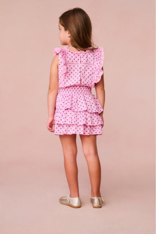 Loveshackfancy Girls Decker Cotton Bow Dress