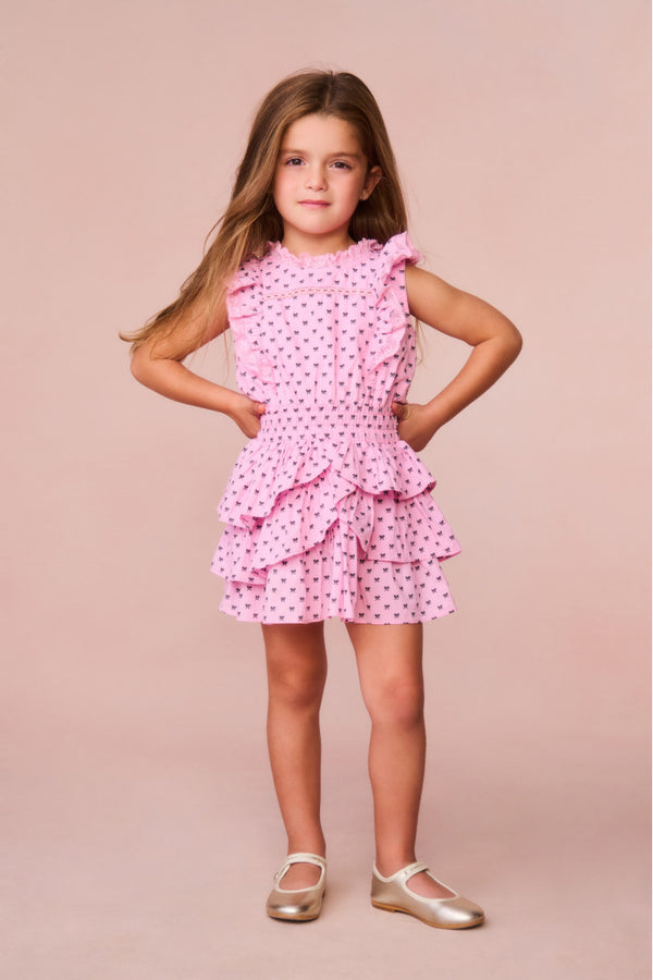 loveshackfancy Girls Decker Cotton Bow Dress